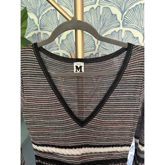 M Missoni Monochrome Lurex Striped Knit Dress Black White Pink Sz. 4 - Picture 2 of 9